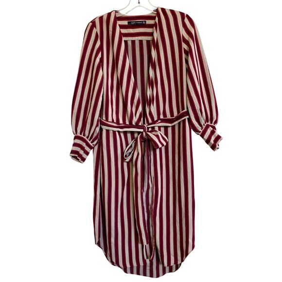 ZARA WOMAN Candy Cane Stripe Mix Stripe Wrap Tunic Top - XS - Picture 3 of 12
